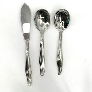 MARCREST Set of 3 Atomic Starburst MCM Sugar Spoons Butter Knife Stainless USA